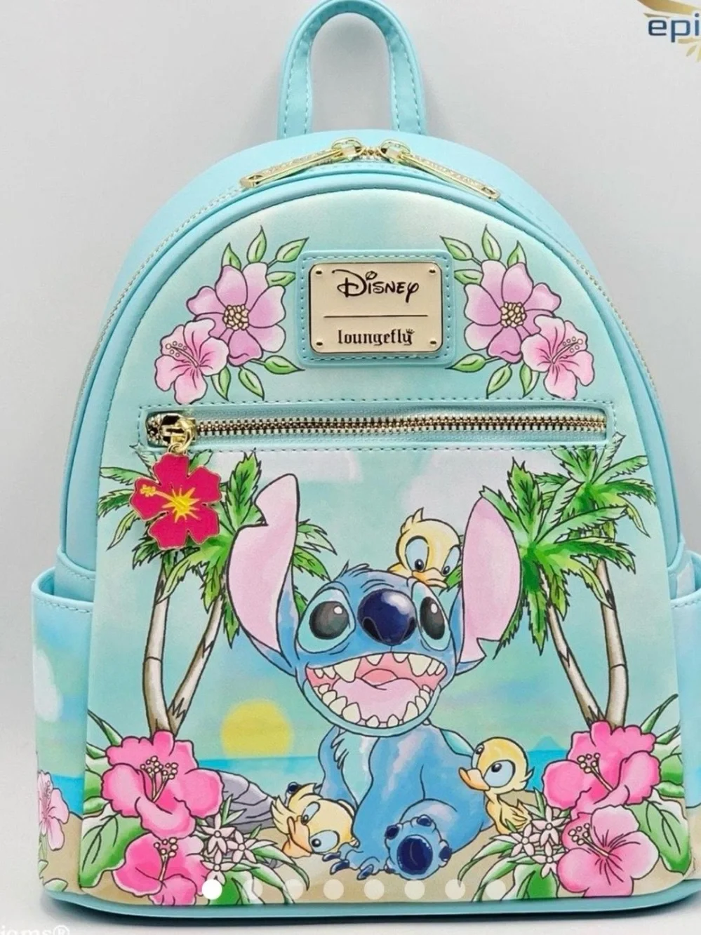 Loungefly Kids Mini Backpack — Light Blue Stitch & Tropical Floral